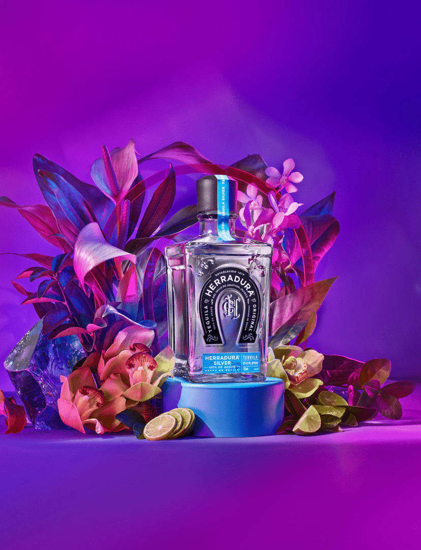 Tequila Herradura Silver on a botanical backdrop